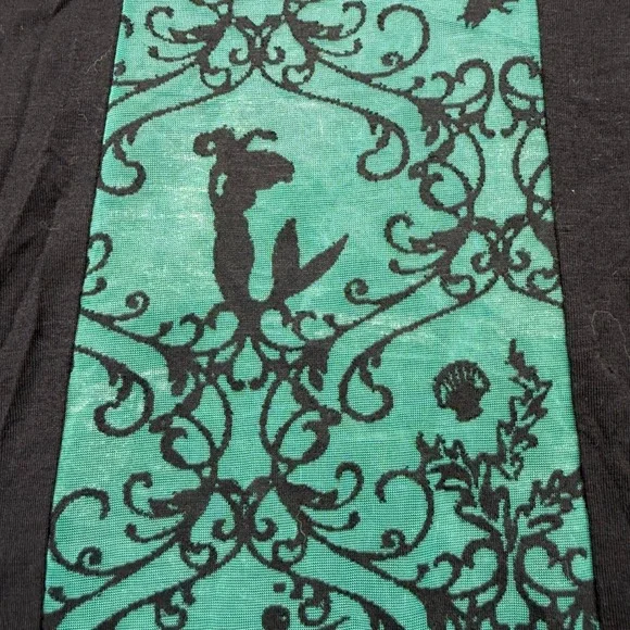 Disney Shirt Women Small Black Ariel Little Mermaid Sheer Lace Back Panel - Picture 5 of 9